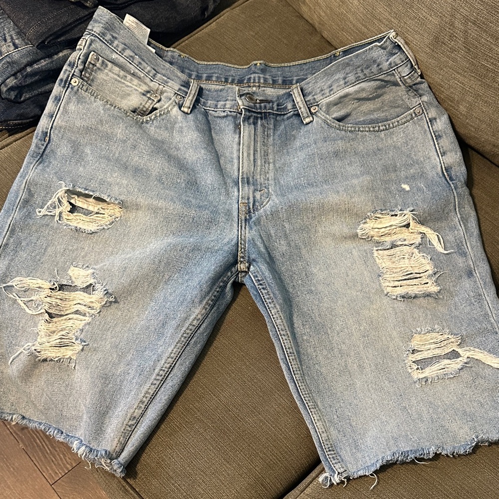 Levi's Blue Distressed Jean Shorts